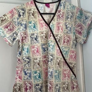 Xs Disney tinker bell healthcare scrub top